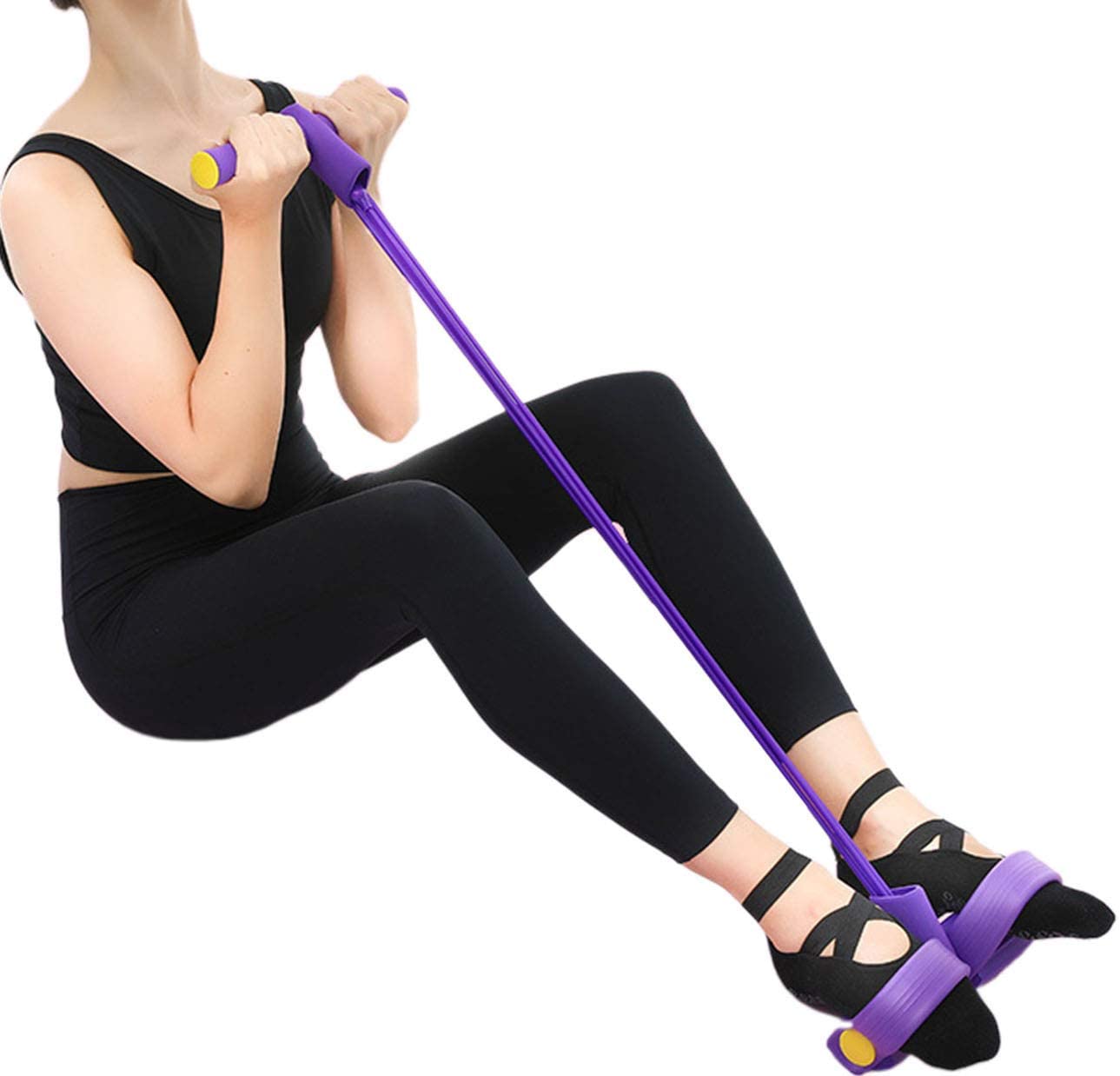 Foot Pedal Resistance Band Elastic Sit-up Pull Rope Yoga Fitness Gym – Elastic Pull Ropes Tummy Trimmer